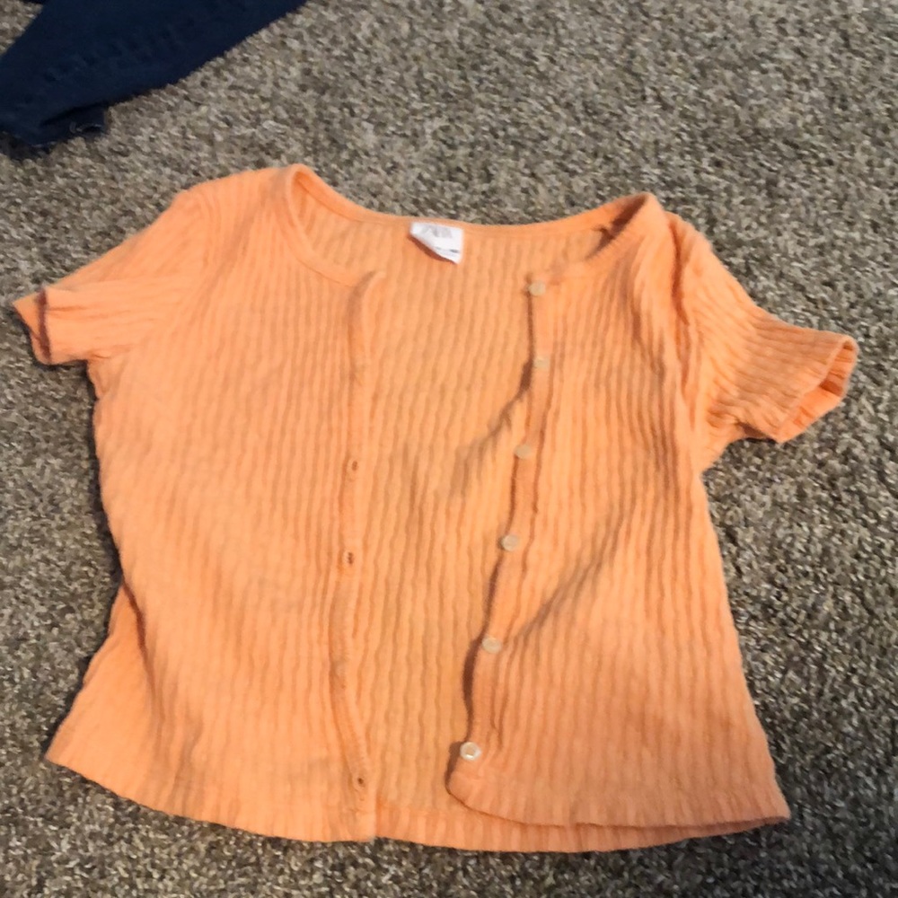 Bright orange girls button up shirt